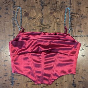 L'Vow  S Satin Corset Rhinestone Top